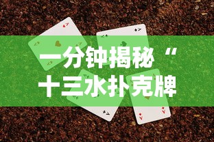 一分钟揭秘“十三水扑克牌怎么赢”详细辅助软件教程