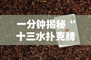一分钟揭秘“十三水扑克牌怎么赢”详细辅助软件教程