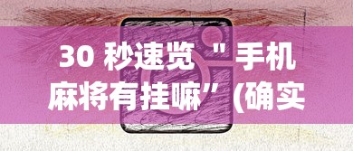 30 秒速览 ＂手机麻将有挂嘛”(确实真的有挂)
